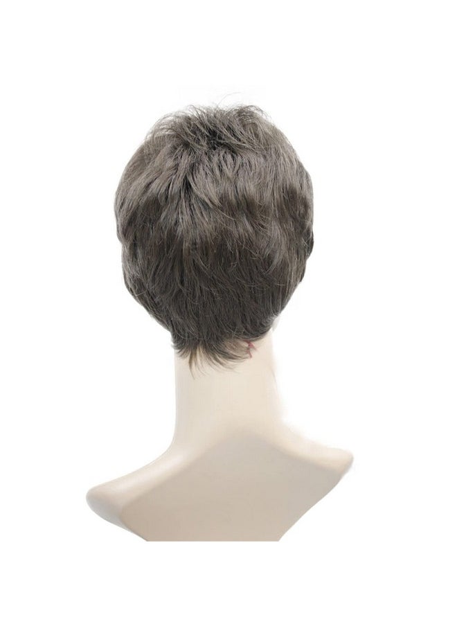 Wiginway Wigsinway Short Synthetic Wigs Medium Ash Brown Fluffy Straight Full Bang Capless Heat Resistant Fiber Wigs For Women  - Image 2