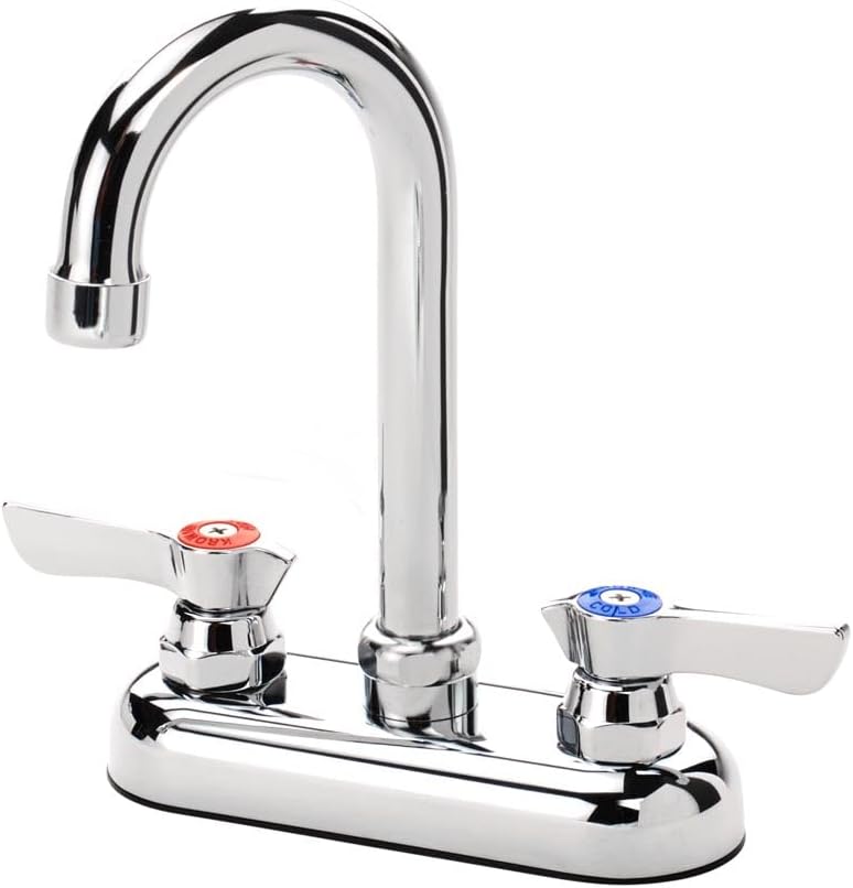 Krowne 11400L 4 Silver Series Low Lead Deck Mount Faucet with 312 Gooseneck Spout  Commercial Kitchen Sink Spigot for Restaurant Catering  3L x 8W x 8H Brass Chrome Plated Finish NSF