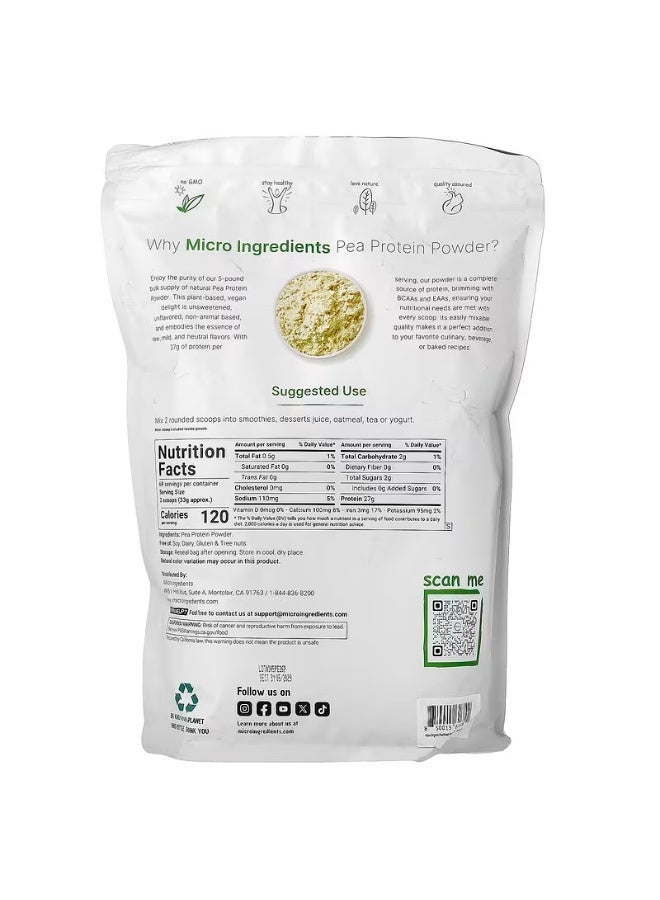 Micro Ingredients Pea Protein Powder, Unflavored, 5 lb (2.26 kg) Packaging May Vary - Image 2