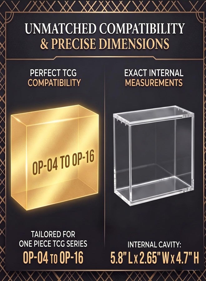 VINJKZQ One Piece Booster Box Acrylic Display Case, 5mm Thick Clear TCG Protector with 12 Strong Magnets & UV Protection, Compatible with English One Piece OP-04 to OP-16 Booster Box - Image 2