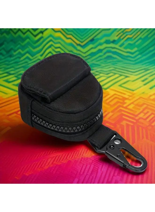 Black Headphone Carrying Case Portable Outdoor Storage Bag with Waist Clip - Image 2
