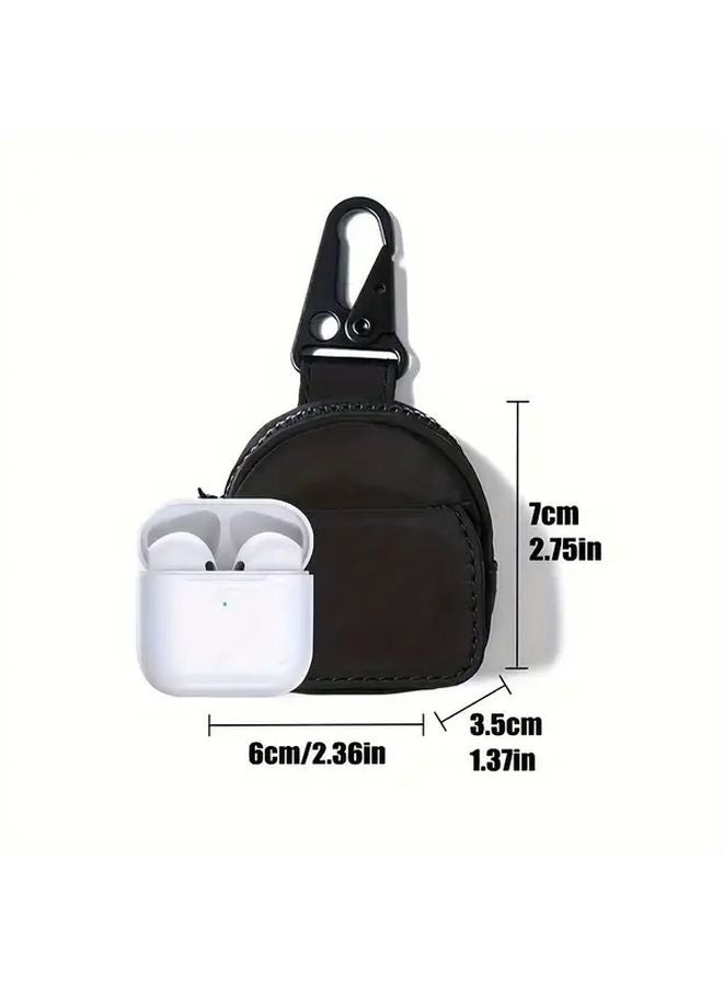 Black Headphone Carrying Case Portable Outdoor Storage Bag with Waist Clip - Image 3