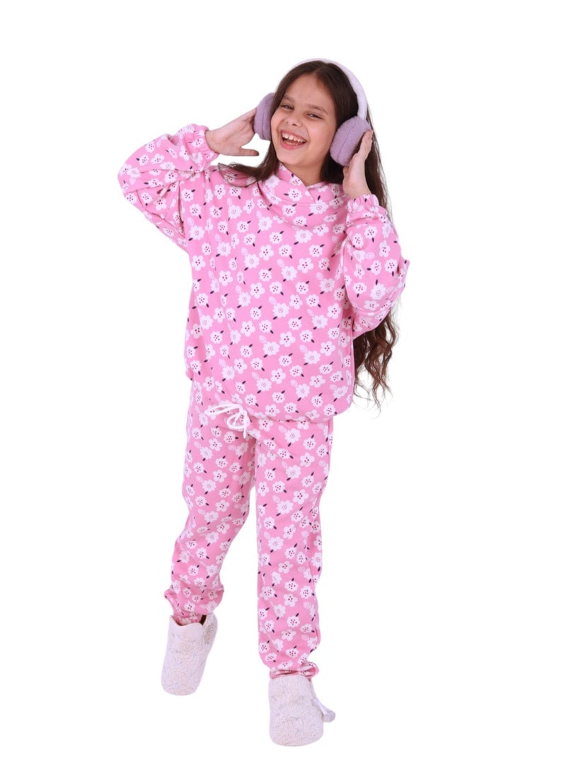 تشويس ترنج قطيفة بناتي شتوي فاخر "فلور" - دافئ ومثالي لموسم الشتاء (كود 586) - Image 1