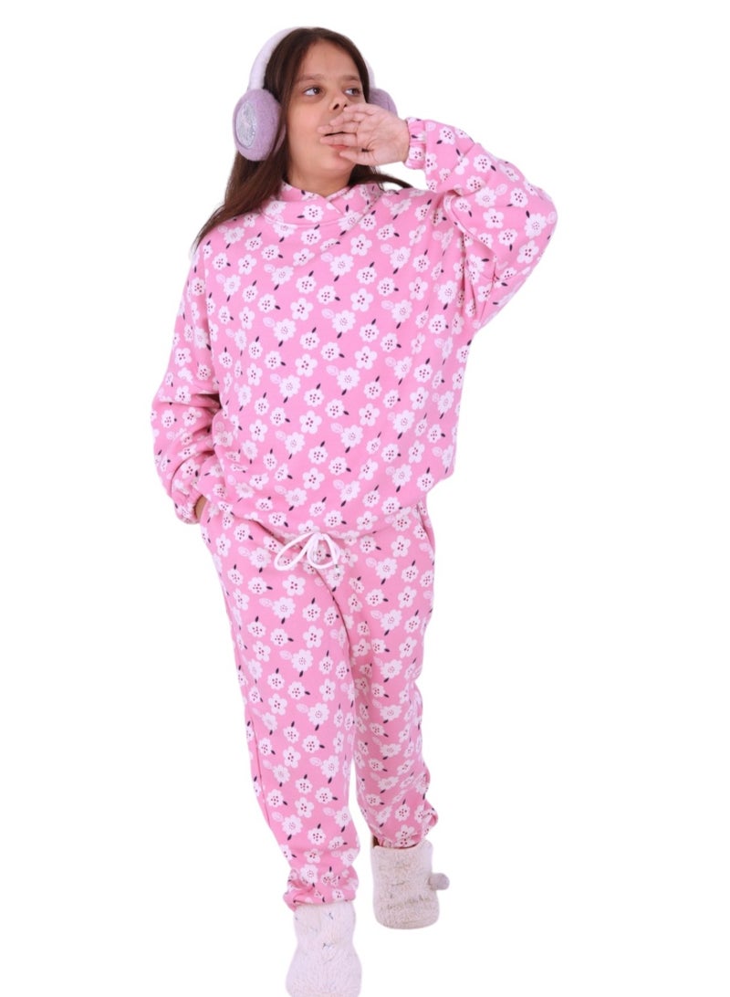 تشويس ترنج قطيفة بناتي شتوي فاخر "فلور" - دافئ ومثالي لموسم الشتاء (كود 586) - Image 2