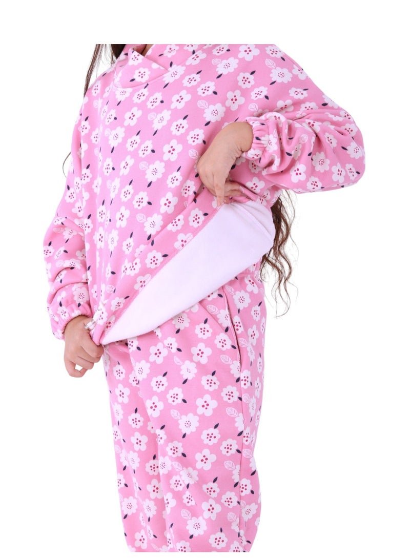 تشويس ترنج قطيفة بناتي شتوي فاخر "فلور" - دافئ ومثالي لموسم الشتاء (كود 586) - Image 4