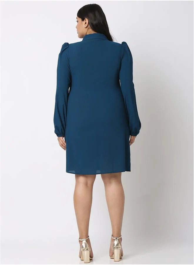 Mish Plus Solid Button Up Wrap Front Blazer Dress by Styli