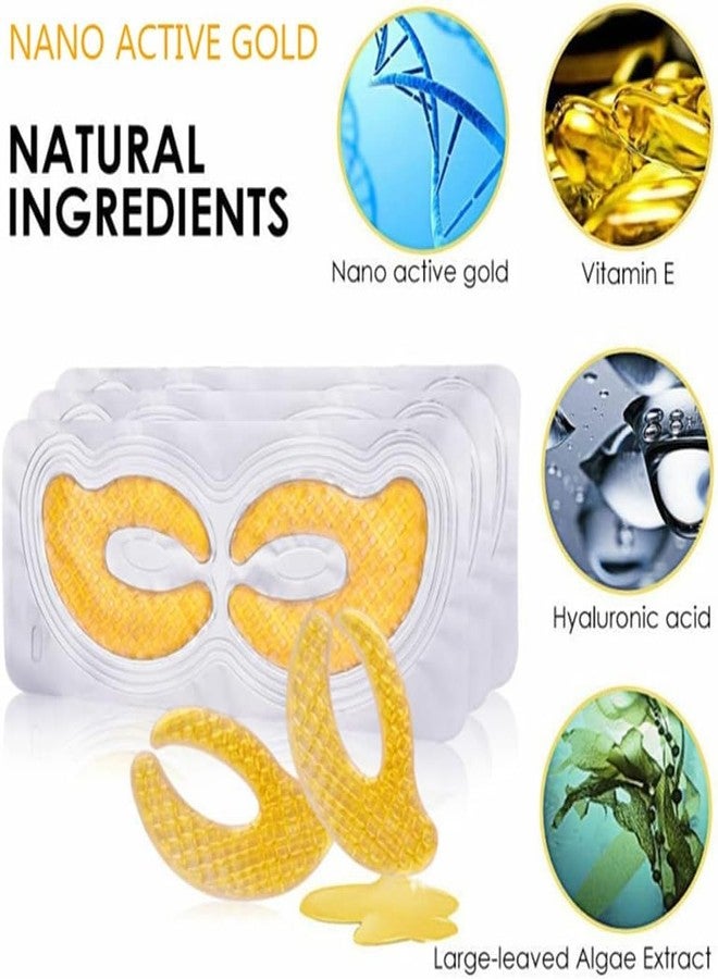 AMPLIN Under Eye Mask - 24K Gold Eye Gel Patches For Dark Circles, Bags, Puffiness | Hydrating Natural Anti Aging Face Pads | Nourishing Korean Skincare Treatment For Men & Women | Brighten, Depuff, Firm (PACK OF 5) - Image 3