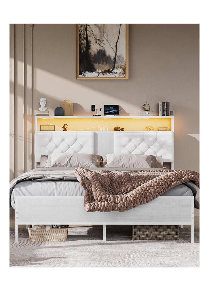 NKX Double Bed Base and Storage Headboard For Bedroom to Décor the Room White - Image 3