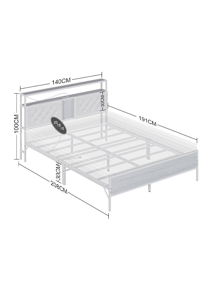 NKX Double Bed Base and Storage Headboard For Bedroom to Décor the Room White - Image 4
