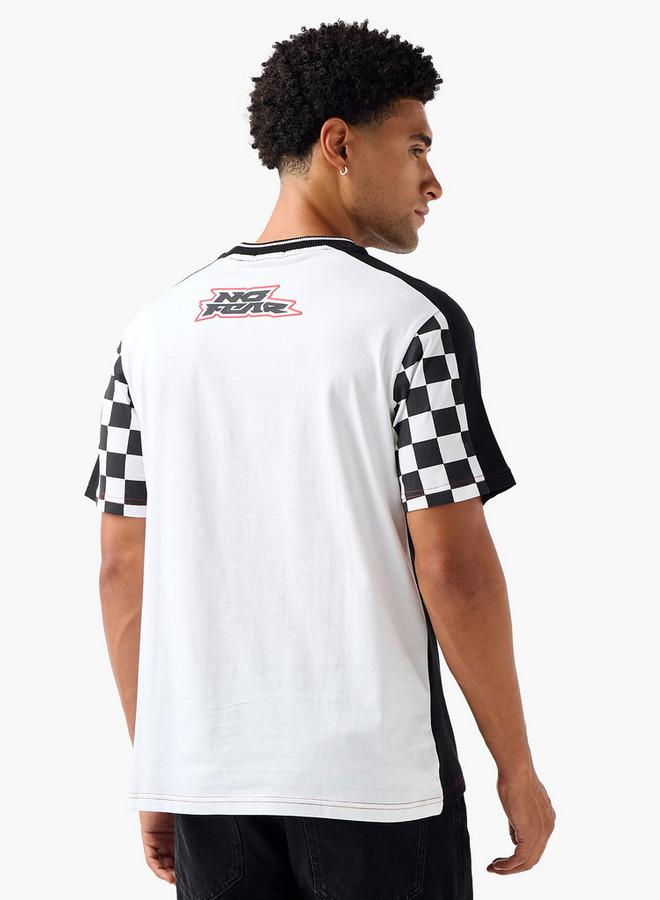 سبلاش فيڤ تيشيرت رجالي بياقة دائرية وأكمام قصيرة وطبعة سباق - Image 3