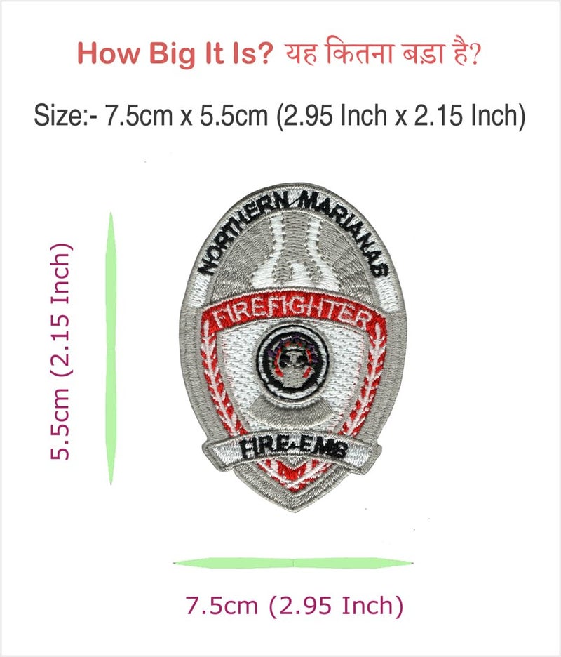 Generic Fire Fighter Northern Marianas Applique Embroidered Sew-on Patch ; Size: 7.7cm x 5.5cm for Jackets, Bags, Caps, T-Shirts, Jeans, Outdoor Clothing ; Imported from Malaysia (1 Piece). (Code: SBX-109) - Image 2