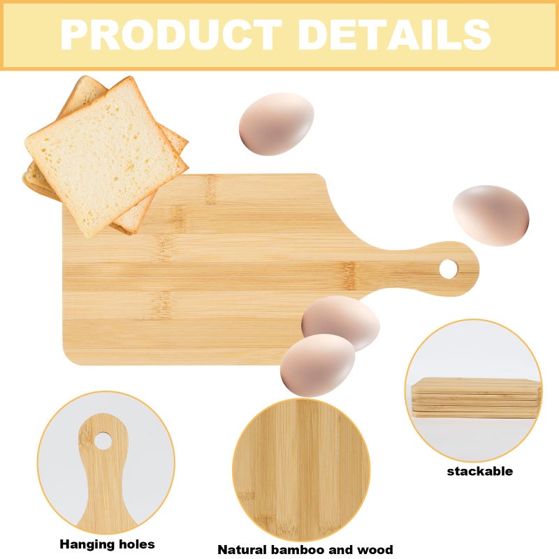 WAYASDCU 25 PCS Bulk Cutting Boards Mini Charcuterie Boards Bulk Wood Chopping Board Laser Engraving Serving Board with Handle Charcuterie Boards for Pizza, Bread, Cheese, Charcuterie, Fruit 11" x 5" Bamboo - Image 2