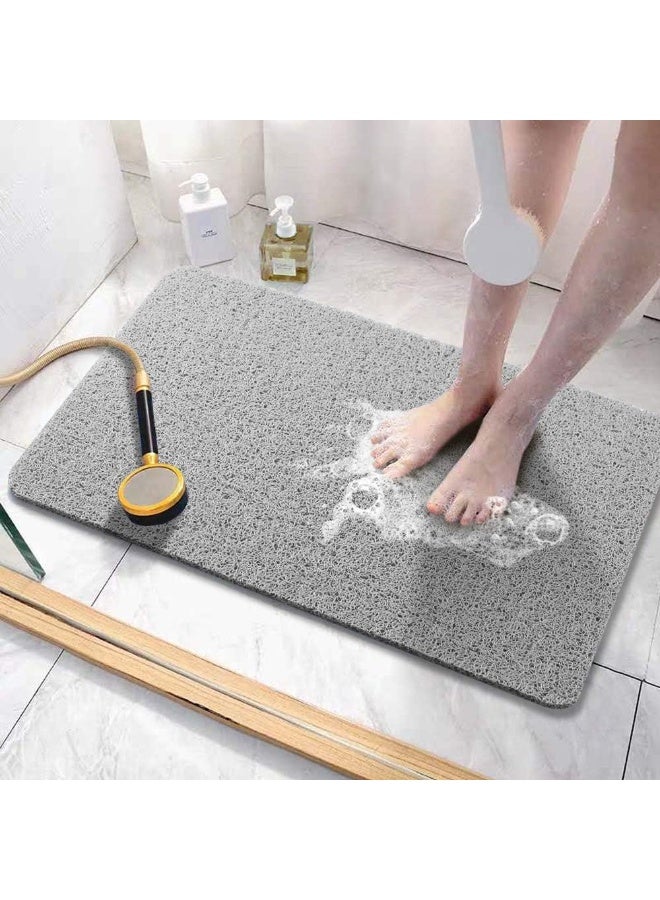 Soft Textured Bath, Shower, Tub Mat, 24x32 Inch, Phthalate Free, Non Slip Comfort Bathtub Mats with Drain, PVC Loofah Bathroom Mats for Wet Areas, Quick Drying - Image 1