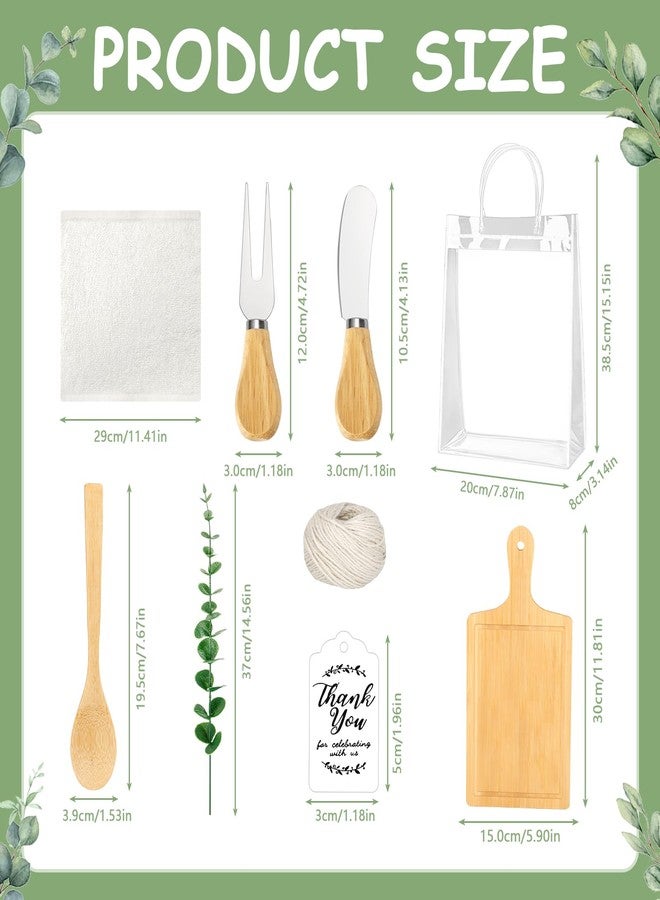 KBDHYY 55Pcs Baby Shower Prizes for Game Winners Adults 6 Sets Wedding Bridal Party Favors for Guests with Bamboo Cheese Board Butter Spreaders Forks Kitchen Towels Thank You Gift（Square） - Image 3