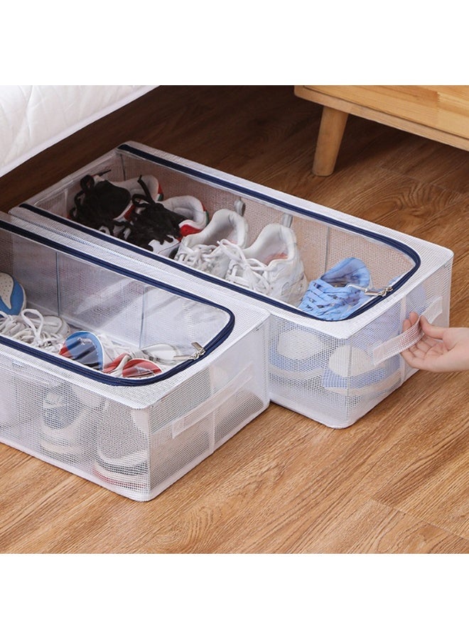 Clear Stackable Shoe Storage Box, Foldable Under Bed Organizer, Grey, Pack of 2 - Image 2