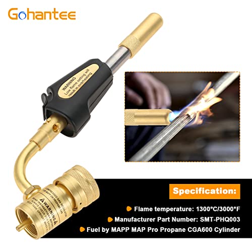 gohantee Propane MAPP Gas Turbo Torch Tips with Self Ignition Trigger Adjustable Regulator Torch Compatible with MAPP MAP Pro Propane CGA600 Cylinder for Welding, HVAC, Brazing, Barbecue or Plumbing - Image 3