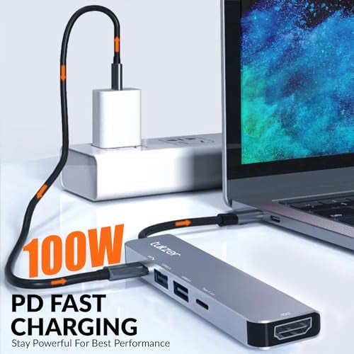 Tukzer 5-in-1 Type-C Hub to HDMI 4K@30Hz, Type C 2.0, USB 2.0, USB 3.0 Data, 100W PD with 1000M Ethernet RJ45, MultiPort Adapter Compatible with MacBook Pro Air iPad, Dell, Other Type-C Device - Image 4