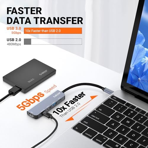 Tukzer 5-in-1 Type-C Hub to HDMI 4K@30Hz, Type C 2.0, USB 2.0, USB 3.0 Data, 100W PD with 1000M Ethernet RJ45, MultiPort Adapter Compatible with MacBook Pro Air iPad, Dell, Other Type-C Device - Image 5