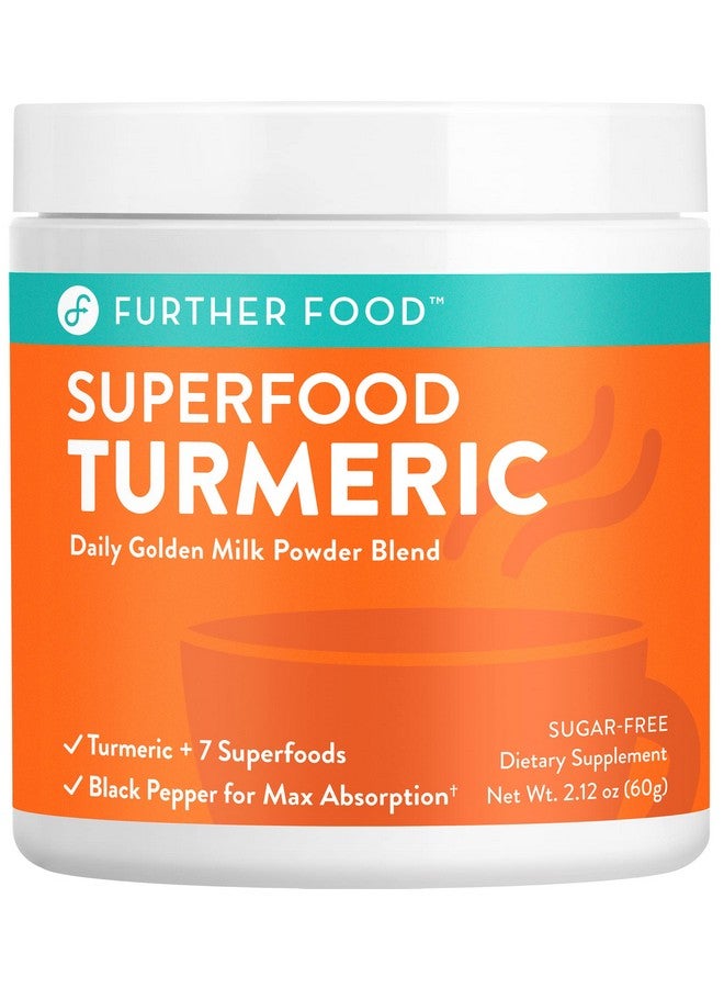 Further Food أفضل حليب الكركم الذهبي مسحوق الكركم العضوي القرفة الزنجبيل والفلفل الأسود أقصى امتصاص آلام المفاصل صحة الأمعاء خالي من السكر نباتي كيتو (30 حصة) - Image 2