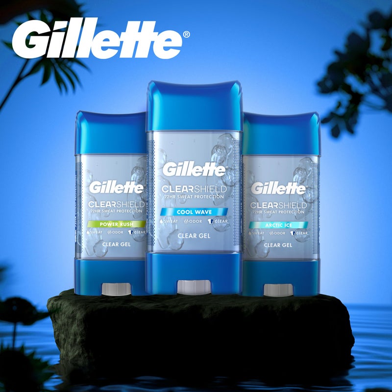 Gillette Antiperspirant and Deodorant for Men, 72hr Sweat & Odor Protection, Long Lasting Freshness, Anti-White Mark Technology, Clear Gel, Cool Wave Scent, 2.85 oz - Image 5