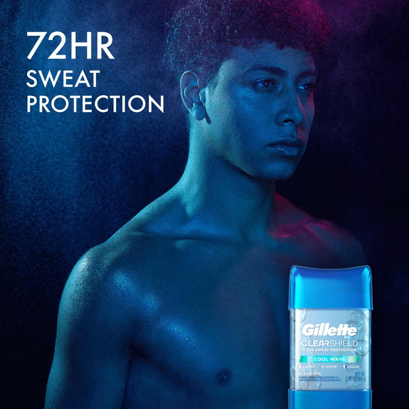 Gillette Antiperspirant and Deodorant for Men, 72hr Sweat & Odor Protection, Long Lasting Freshness, Anti-White Mark Technology, Clear Gel, Cool Wave Scent, 2.85 oz - Image 3