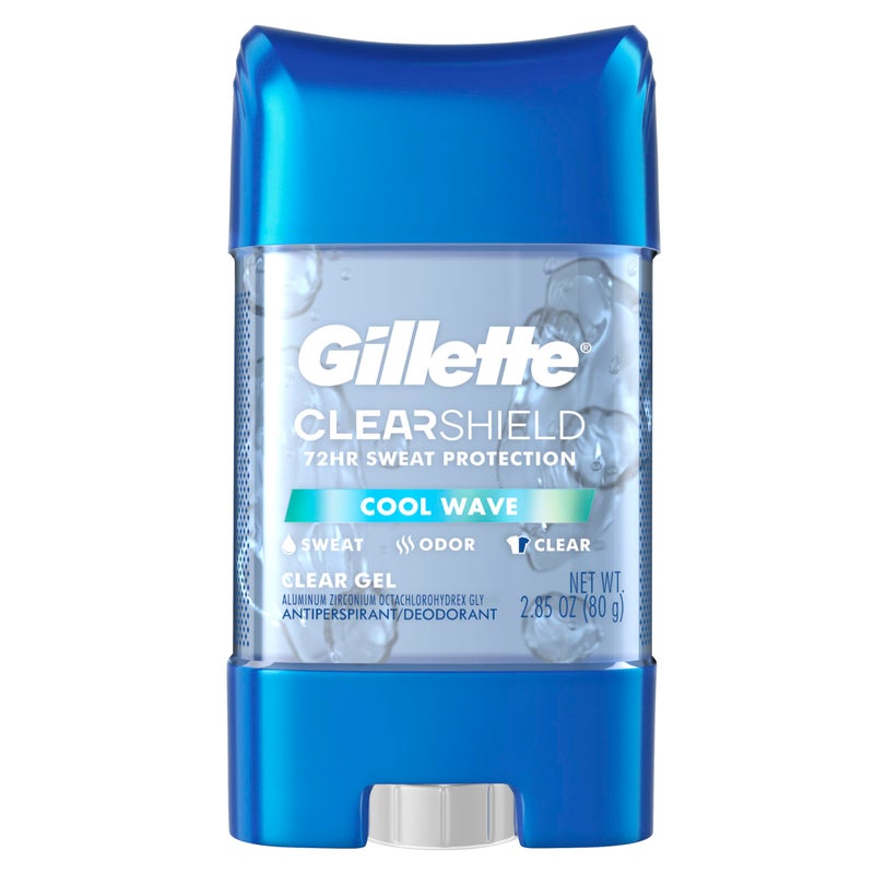 Gillette Antiperspirant and Deodorant for Men, 72hr Sweat & Odor Protection, Long Lasting Freshness, Anti-White Mark Technology, Clear Gel, Cool Wave Scent, 2.85 oz - Image 1