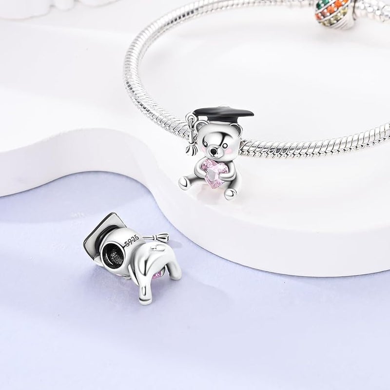 Hapour Charms Compatible with Pandora Bracelets Sterling Silver Dangle Charms for Bracelets Necklaces Heart Butterfly Animal Travel Sunflower Moon Tree Cute Cat Charms Beads DIY Charm - Image 3
