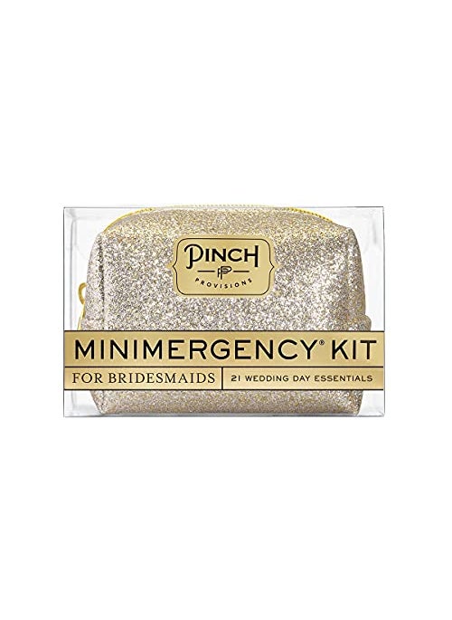 Pinch Provisions Pinch Provisions Minimergency Kit for Bridesmaids, Includes 21 Emergency Wedding Day Must-Have Essentials, Perfect Bridal Shower and Bridesmaids Proposal Gift - Champagne Glitter 