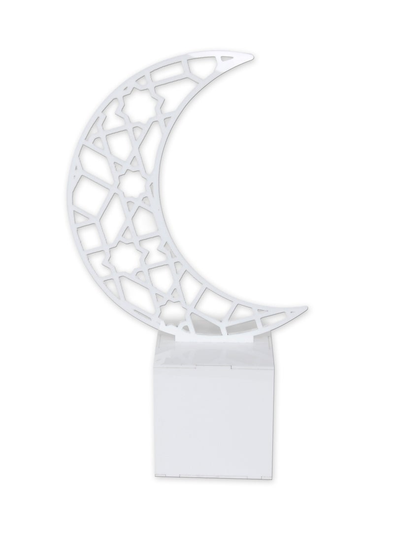 LAMSIT IBDAA Ramadan Acrylic Box Crescent Display Box Ramadan Décor Gift Showcase for Dates Collectibles Jewelries Small White - Image 1