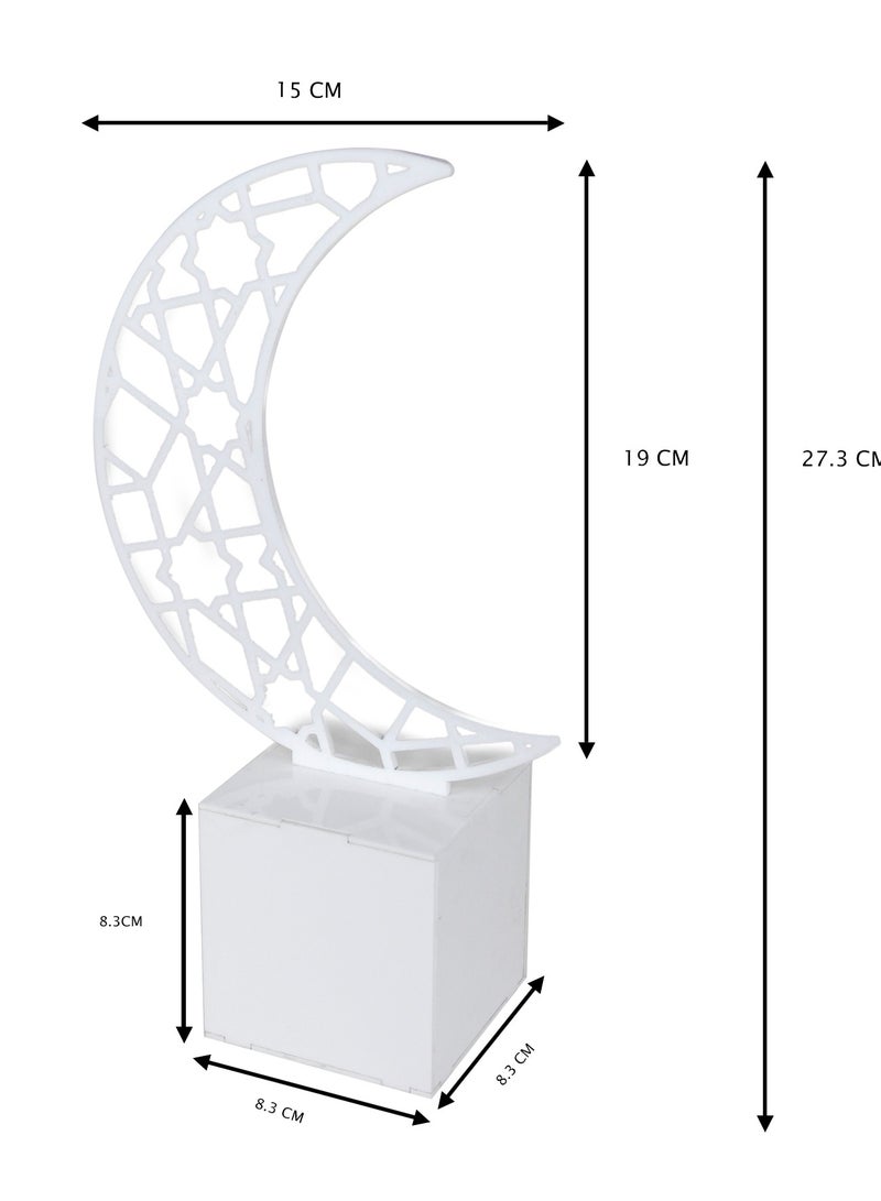 LAMSIT IBDAA Ramadan Acrylic Box Crescent Display Box Ramadan Décor Gift Showcase for Dates Collectibles Jewelries Small White - Image 3