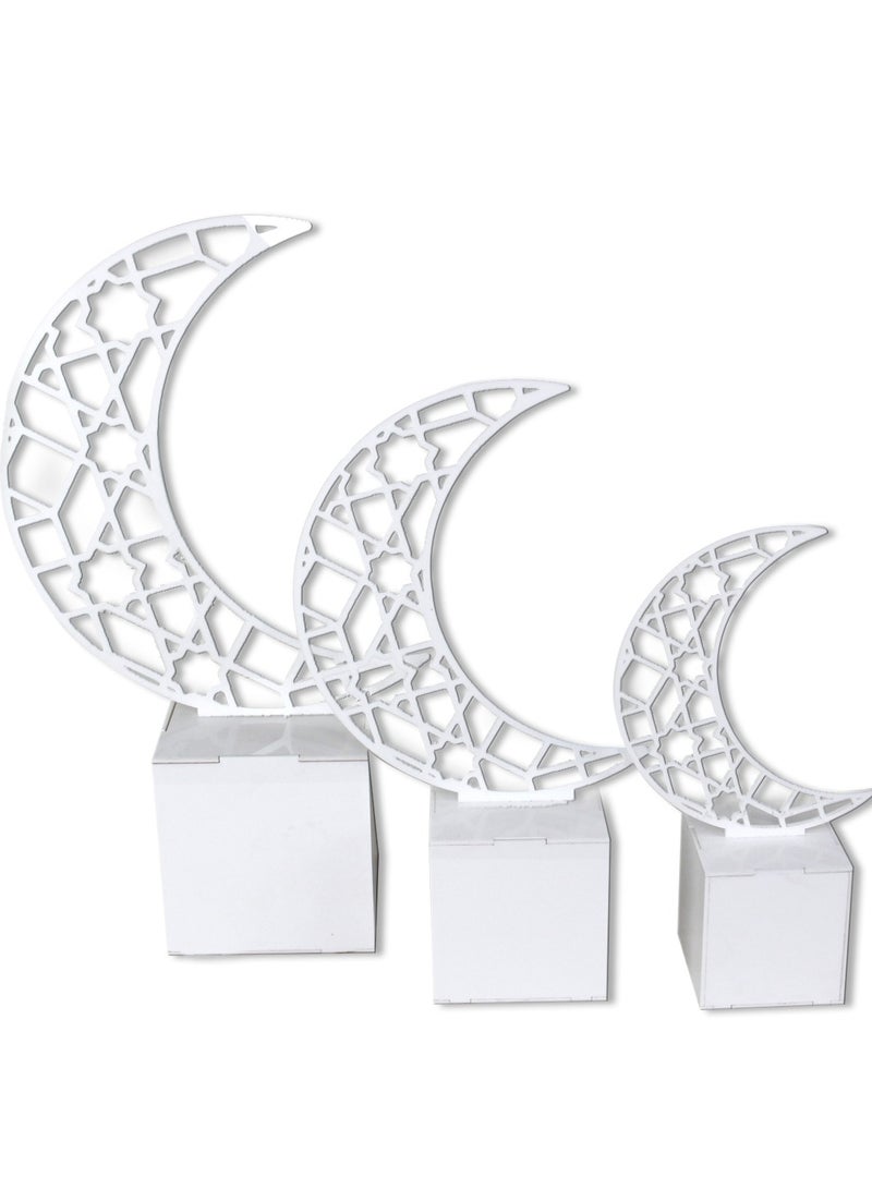 LAMSIT IBDAA Ramadan Acrylic Box Crescent Display Box Ramadan Décor Gift Showcase for Dates Collectibles Jewelries Small White - Image 4
