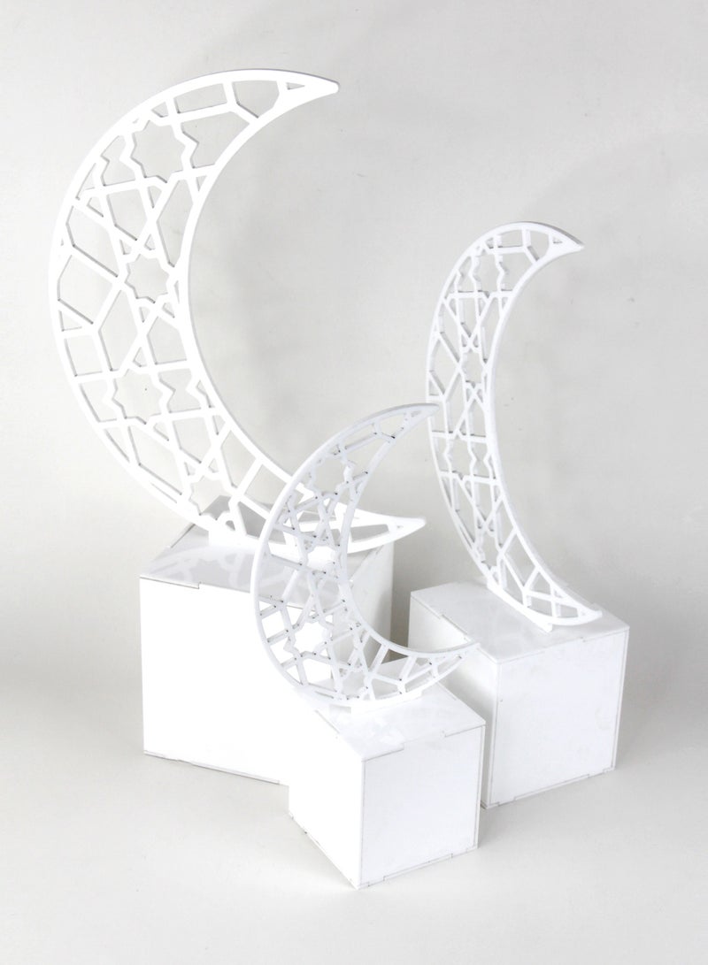 LAMSIT IBDAA Ramadan Acrylic Box Crescent Display Box Ramadan Décor Gift Showcase for Dates Collectibles Jewelries Small White - Image 5