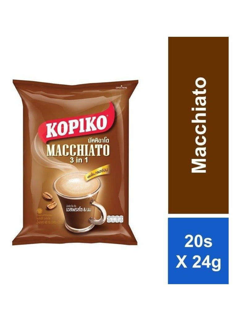 Kopiko Macchiato 3-in-1 – Creamy & Smooth Instant Coffee (20 Sachets x 24g) – Espresso & Milk Blend - Image 2