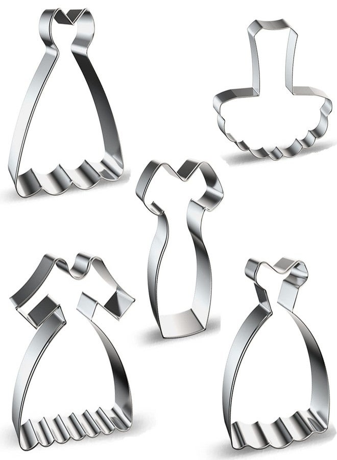 Comais Dress Shaped Cookie Cutters Set of 5 pcs, Stainless Steel Wedding Princess Dress Fondant Cutter Molds Baking DIY - Image 5