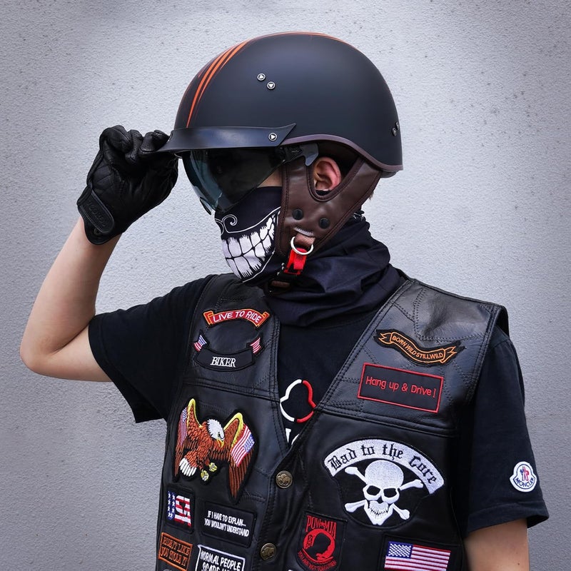 VCOROS Motorcycle Half Helmet with Sun Visor and Quick Release Buckle - DOT Approved for Men and Women - Image 4