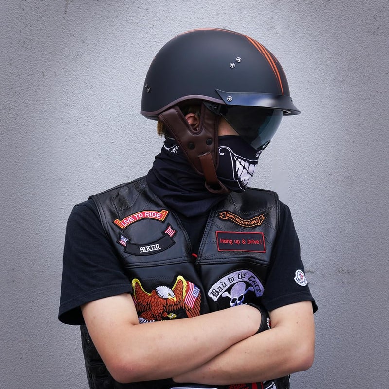 VCOROS Motorcycle Half Helmet with Sun Visor and Quick Release Buckle - DOT Approved for Men and Women - Image 3