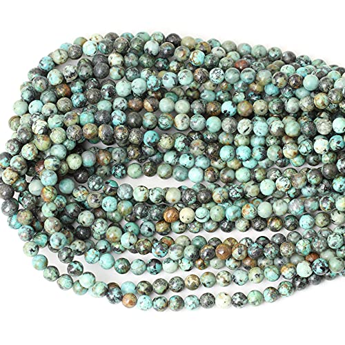CHEAVIAN 60PCS 6mm Natural African Turquoise Stone Gemstone Round Loose Beads for Jewelry Making DIY Bracelet Necklace Materials 1 Strand 15" - Image 3