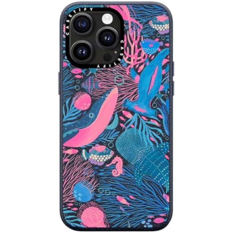 Casetify Pebbled iPhone 15 Pro Max Case 【Textured / 4.9ft Drop Protection/Compatible with Magsafe】 - Animal Prints - Under The Sea by Grace Andersson - Navy Blue - Image 4