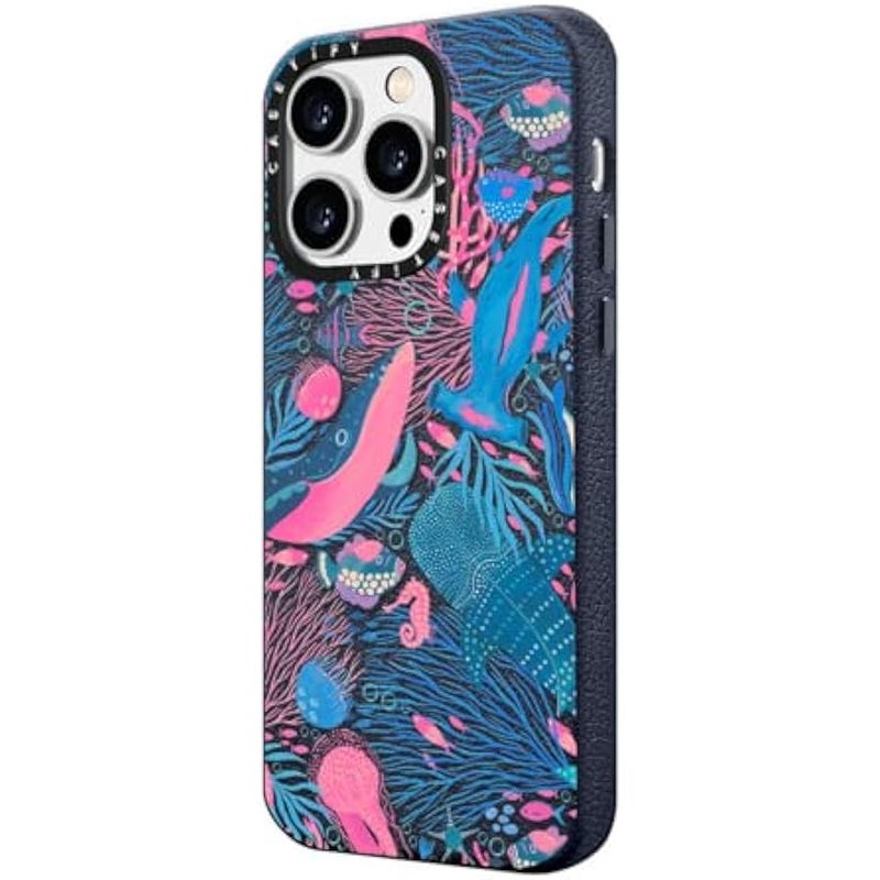 Casetify Pebbled iPhone 15 Pro Max Case 【Textured / 4.9ft Drop Protection/Compatible with Magsafe】 - Animal Prints - Under The Sea by Grace Andersson - Navy Blue - Image 5