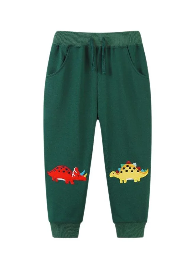 يونيكي Green Regular Fit Mid Rise Printed Trackpant