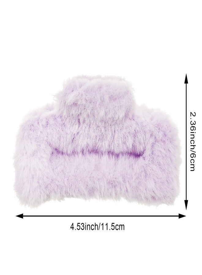 Arvintas 4 PACK Large Hair Claw Clips, Faux Fur Plush Hair Catch Barrette Jaw Clamp, Cute Square Furry Claw Clips for Thick Curly Hair Catch Accesories for Women and Girls - Image 2