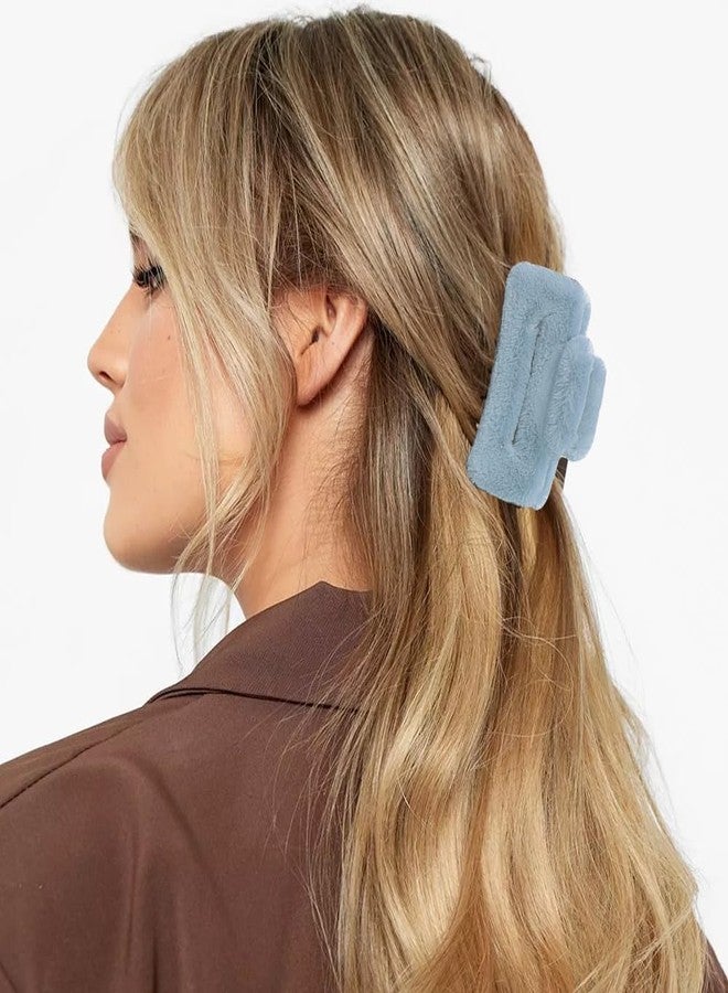 Arvintas 4 PACK Large Hair Claw Clips, Faux Fur Plush Hair Catch Barrette Jaw Clamp, Cute Square Furry Claw Clips for Thick Curly Hair Catch Accesories for Women and Girls - Image 4