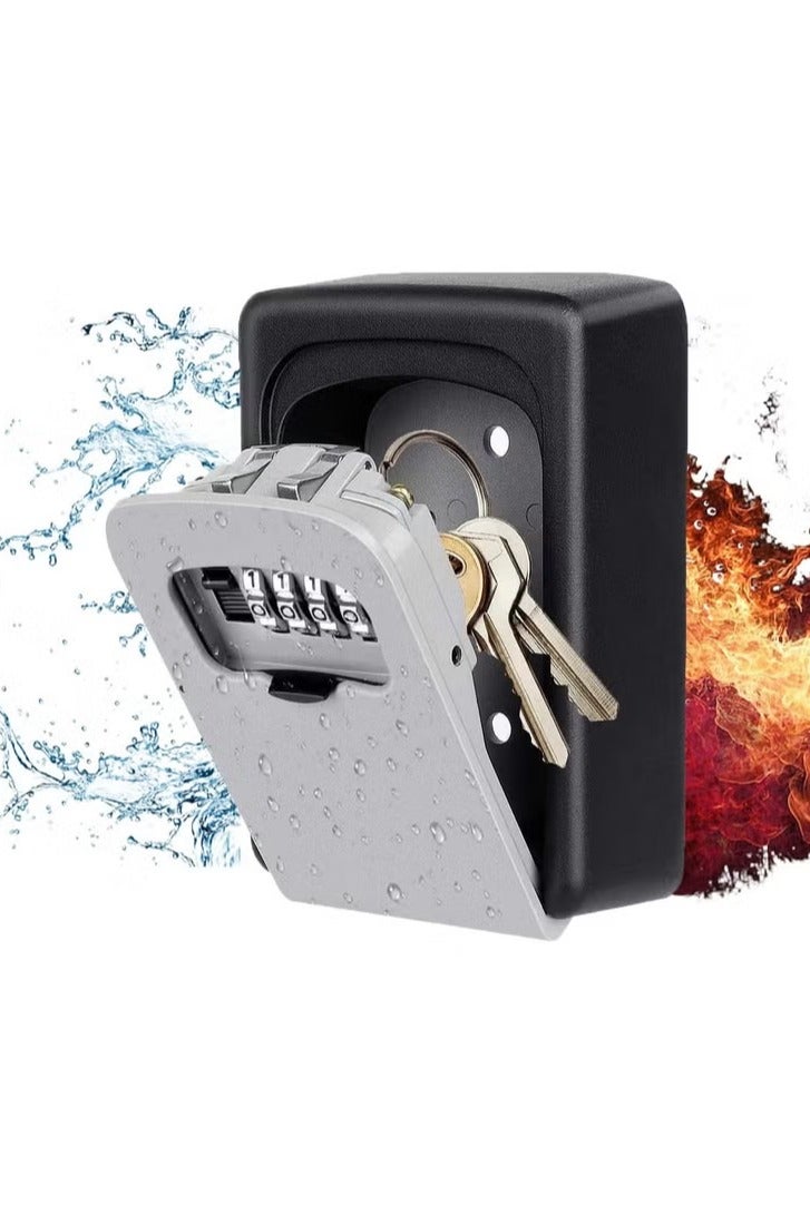 Arabest Outdoor Key Storage Box, 4 Digits Metal Safe, Key Safe Storage Lock Box, Outdoor Wall Mounted Organizer - Image 1