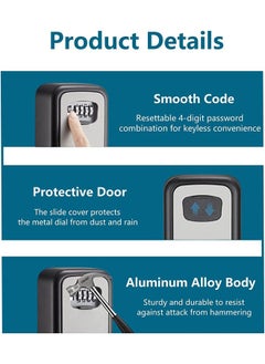 Arabest Outdoor Key Storage Box, 4 Digits Metal Safe, Key Safe Storage Lock Box, Outdoor Wall Mounted Organizer  - Image 2