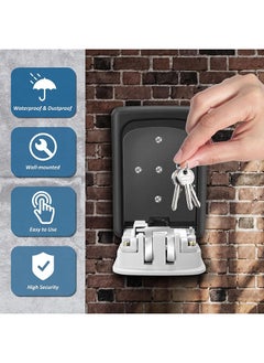 Arabest Outdoor Key Storage Box, 4 Digits Metal Safe, Key Safe Storage Lock Box, Outdoor Wall Mounted Organizer  - Image 3