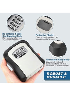 Arabest Outdoor Key Storage Box, 4 Digits Metal Safe, Key Safe Storage Lock Box, Outdoor Wall Mounted Organizer  - Image 5