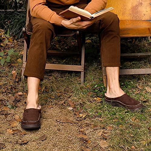 Zigzagger Men's Slip On Moccasin Slippers, Indoor/Outdoor Warm Fuzzy Comfy House Shoes, Fluffy Wide Loafer Slippers,Coffee, 7-8 D(M) US - Image 5