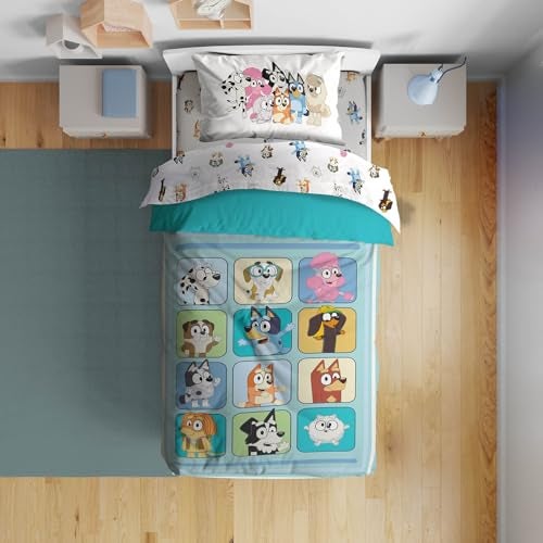 Sunny Side Up Bluey & Friends Toddler Comforter Set - 4 Piece Preschool Bedding Includes Comforter, Sheets & Pillow Cover - Super Soft Microfiber Bed Set - Image 1