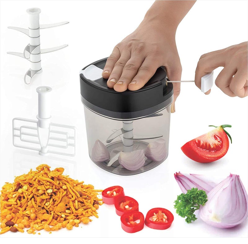 DCloud Hub Jumbo Vegetable Chopper Cutter Mixer for Kitchen with 6 Stainless Steel Whisker Blade 1000 ML - Image 4