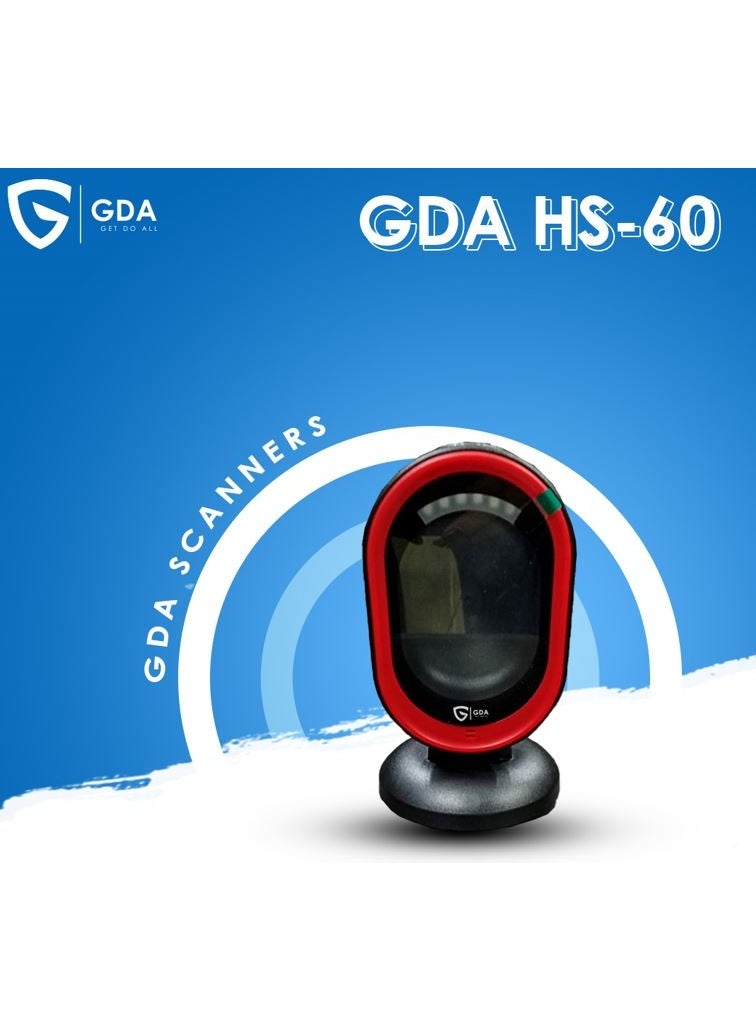 جى دى اى  ماسح باركود GDA HS60 ثنائي الأبعاد متعدد الاتجاهات عالي السرعة لنقاط البيع، USB - Image 1